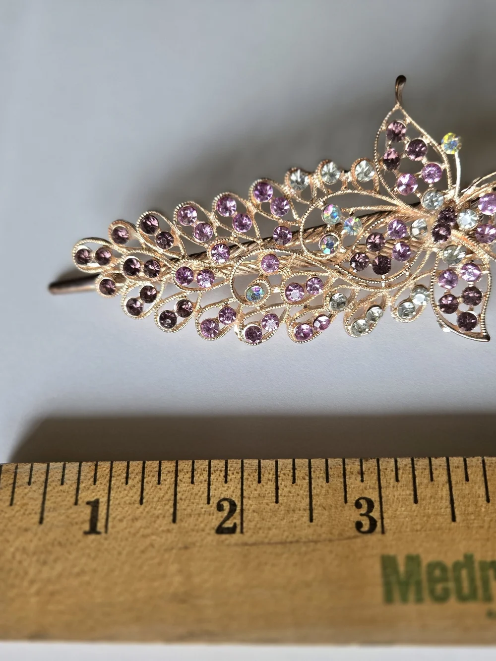 Gold-Tone Purple Crystal Butterfly Brooch Pin